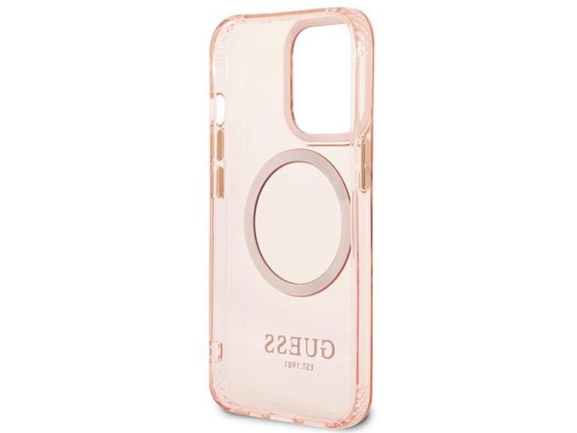 Capa Guess Gold Outline Translucent MagSafe para iPhone 13 Pro Max - rosa