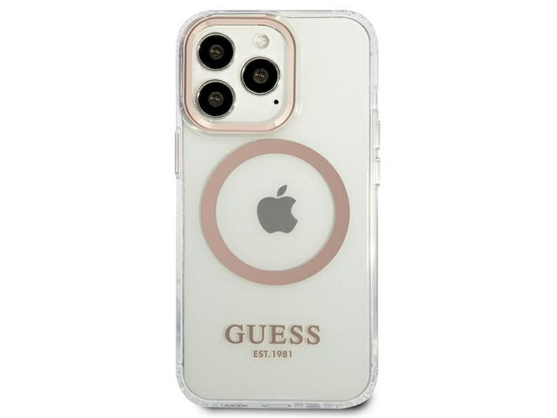 Capa rígida dourada Guess GUHMP13XHTRMD para iPhone 13 Pro Max de 6,7 polegadas com contorno metálic