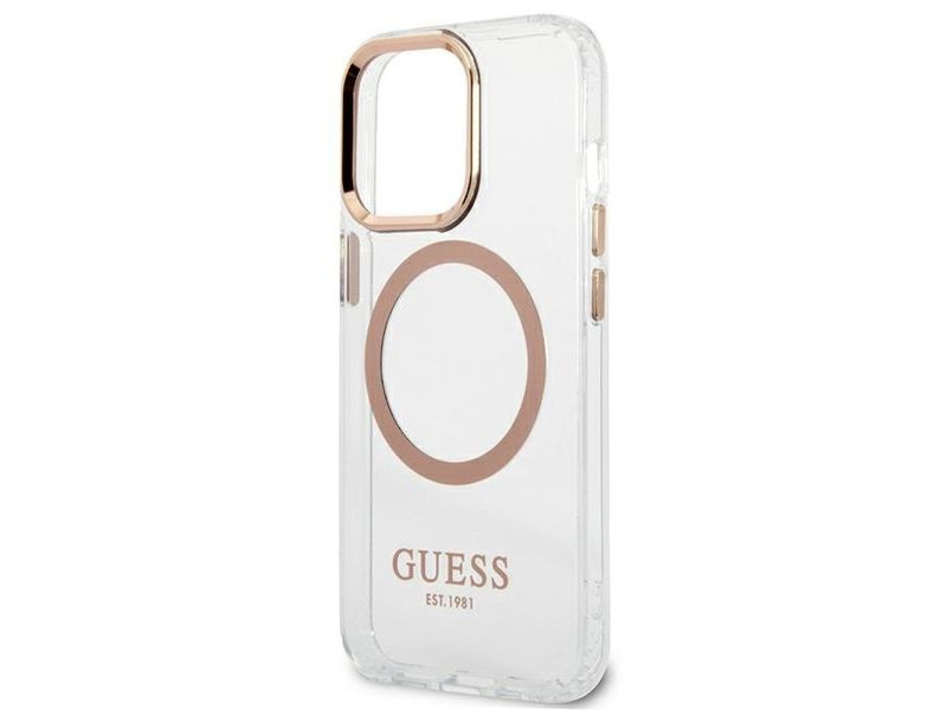 Capa rígida dourada Guess GUHMP13XHTRMD para iPhone 13 Pro Max de 6,7 polegadas com contorno metálic