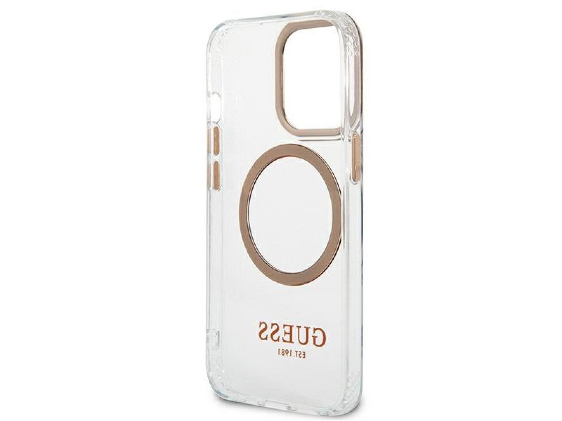 Capa rígida dourada Guess GUHMP13XHTRMD para iPhone 13 Pro Max de 6,7 polegadas com contorno metálic