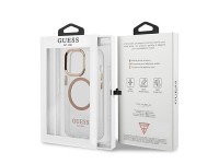 Capa rígida dourada Guess GUHMP13XHTRMD para iPhone 13 Pro Max de 6,7 polegadas com contorno metálic Capa rígida dourada Guess GUHMP13XHTRMD para iPhone 13 Pro Max de 6,7 polegadas com contorno metálic
