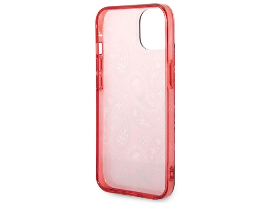 Funda rígida Guess GUHCP14SHGBNHR para iPhone 14 de 6,1" roja/roja con estampado de bandana y cachem