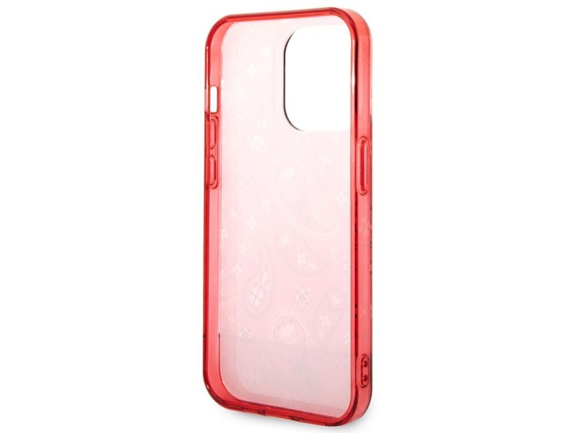 Funda rígida Guess GUHCP14LHGBNHR para iPhone 14 Pro de 6,1" roja/roja con estampado de bandana y ca