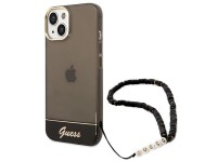 Guess GUHCP14SHGCOHK iPhone 14 6.1" preto / capa rígida preta com alça perolada translúcida Guess GUHCP14SHGCOHK iPhone 14 6.1" preto / capa rígida preta com alça perolada translúcida