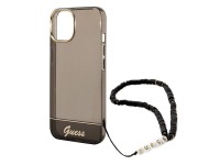 Guess GUHCP14MHGCOHK iPhone 14 Plus 6,7" preto / capa rígida preta com alça perolada translúcida Guess GUHCP14MHGCOHK iPhone 14 Plus 6,7" preto / capa rígida preta com alça perolada translúcida