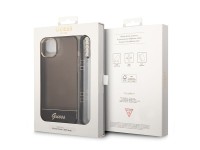 Guess GUHCP14MHGCOHK iPhone 14 Plus 6,7" preto / capa rígida preta com alça perolada translúcida Guess GUHCP14MHGCOHK iPhone 14 Plus 6,7" preto / capa rígida preta com alça perolada translúcida