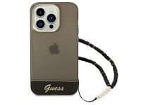 Funda Guess translúcida con correa color perla para iPhone 14 Pro - Negra Funda Guess translúcida con correa color perla para iPhone 14 Pro - Negra