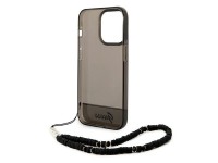 Funda Guess translúcida con correa color perla para iPhone 14 Pro - Negra Funda Guess translúcida con correa color perla para iPhone 14 Pro - Negra