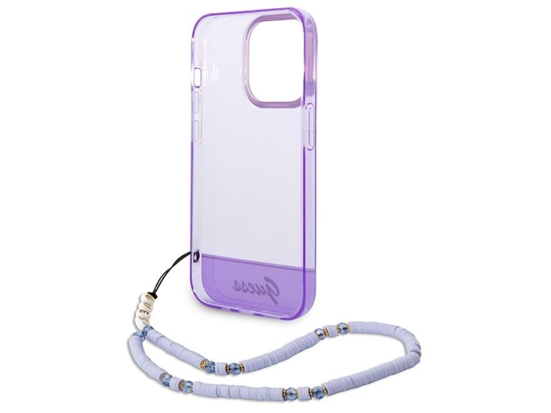 Funda rígida Guess GUHCP14XHGCOHU para iPhone 14 Pro Max de 6,7" en color morado/morado con correa d