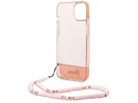 Funda rígida rosa/rosa para iPhone 14 Plus de 6,7" de Guess GUHCP14MHGCOHP con correa de perlas tran Funda rígida rosa/rosa para iPhone 14 Plus de 6,7" de Guess GUHCP14MHGCOHP con correa de perlas tran