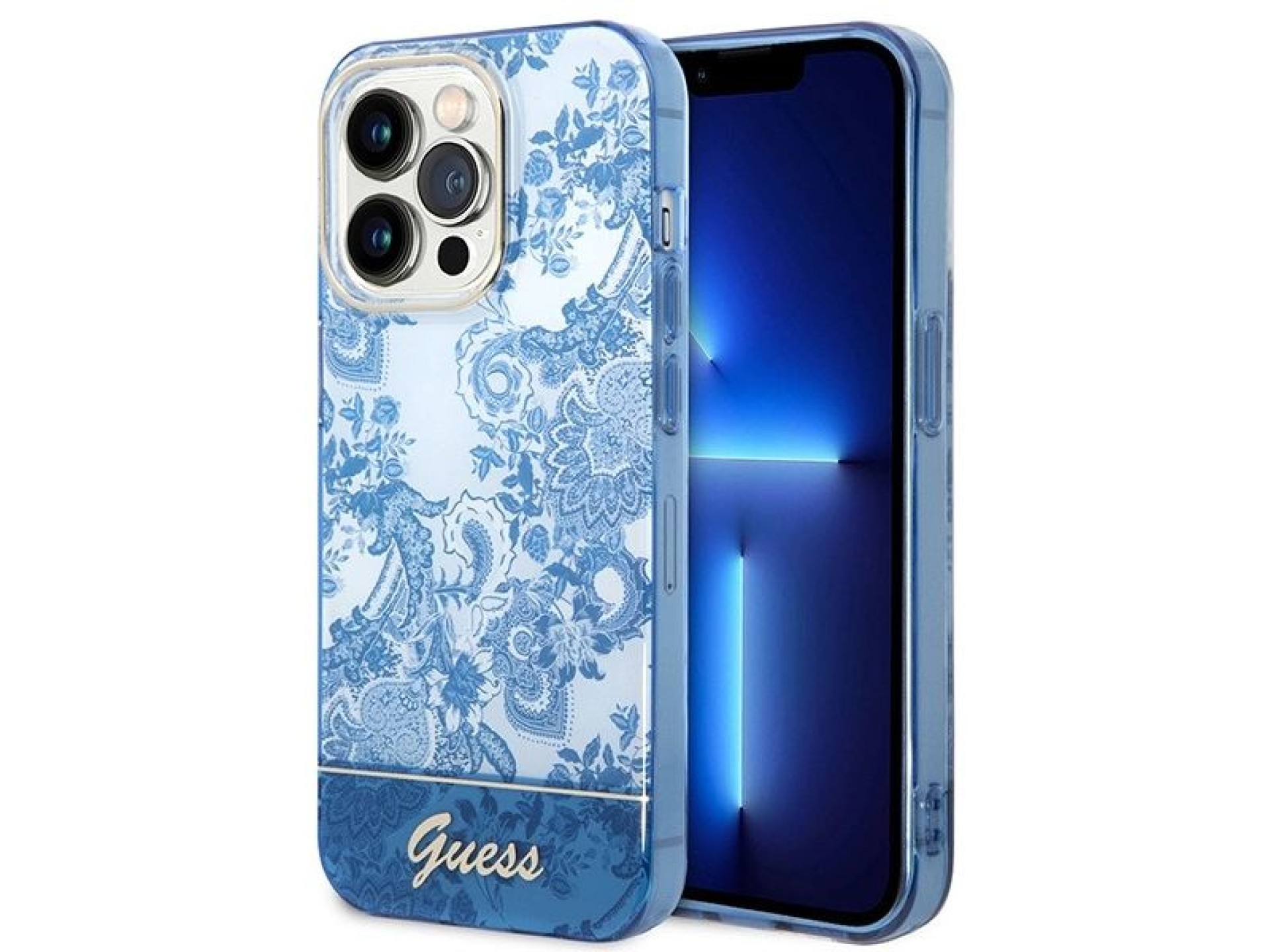 Capa rígida azul/azul Guess GUHCP14XHGPLHB para iPhone 14 Pro Max 6.7