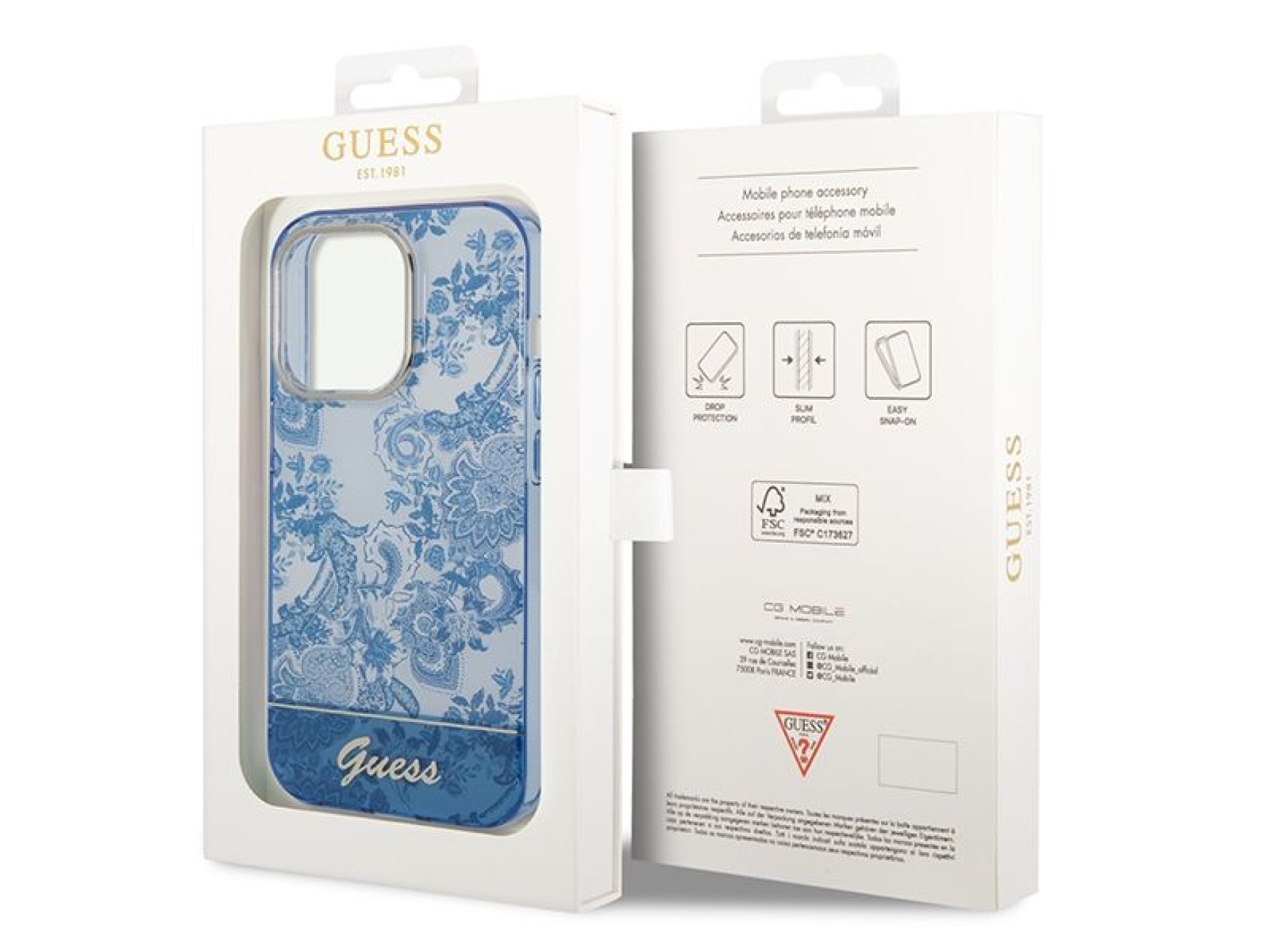 Capa rígida azul/azul Guess GUHCP14XHGPLHB para iPhone 14 Pro Max 6.7