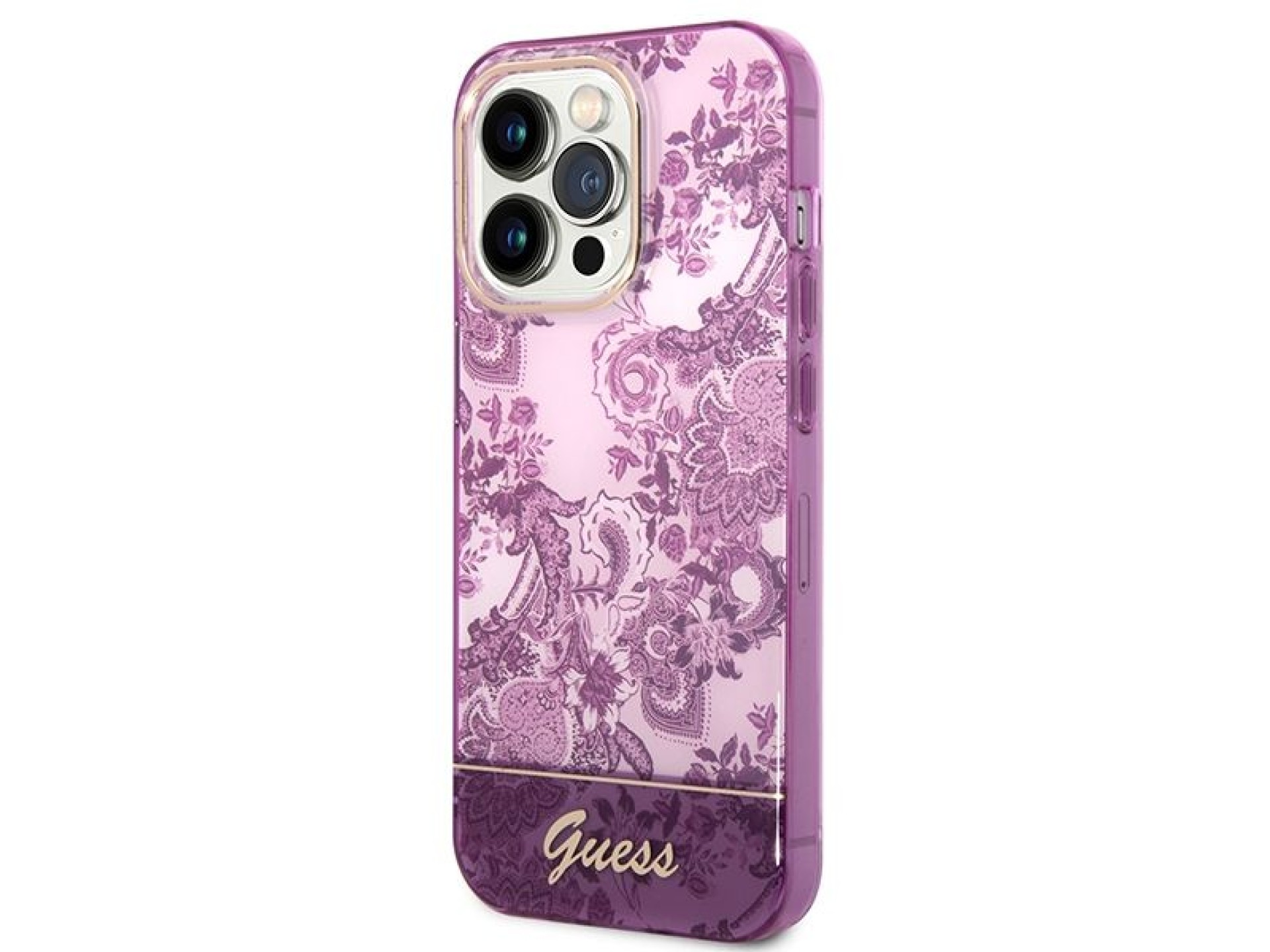 Capa Guess Porcelain Collection para iPhone 14 Pro Max - fúcsia