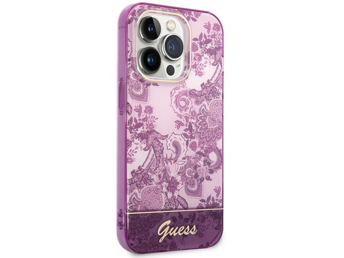 Capa Guess Porcelain Collection para iPhone 14 Pro Max - fúcsia