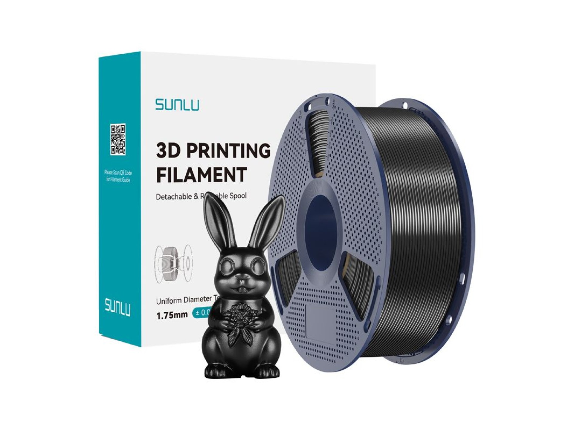 Filamento de seda PLA+ Sunlu (negro)