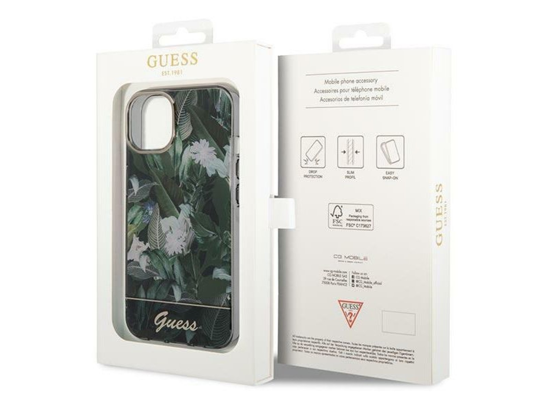 Capa para iPhone 14 da Coleção Selva da Guess - Verde