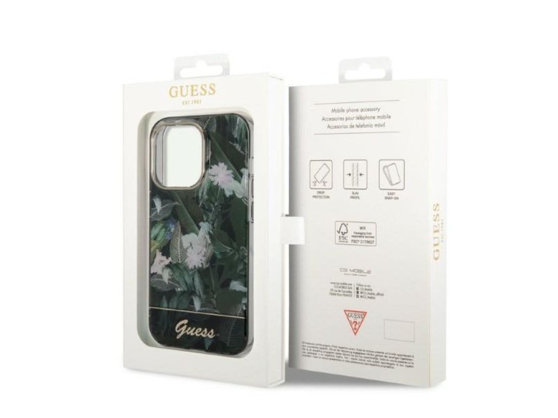 Guess Jungle Collection case for iPhone 14 Pro Max - green
