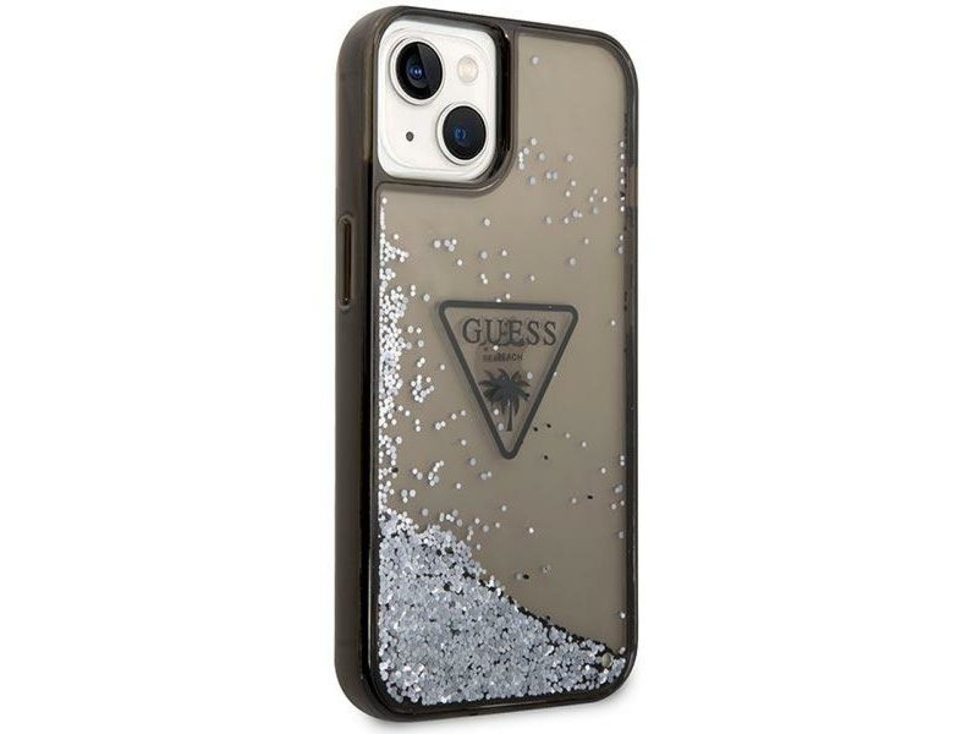 Capa rígida preta com glitter líquido Guess GUHCP14SLFCTPK para iPhone 14 de 6,1 polegadas, coleção
