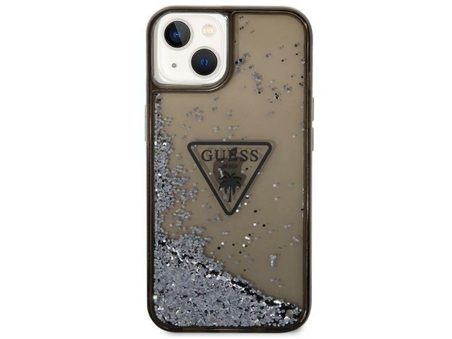 Capa rígida preta com glitter líquido Guess GUHCP14MLFCTPK para iPhone 14 Plus de 6,7 polegadas, col