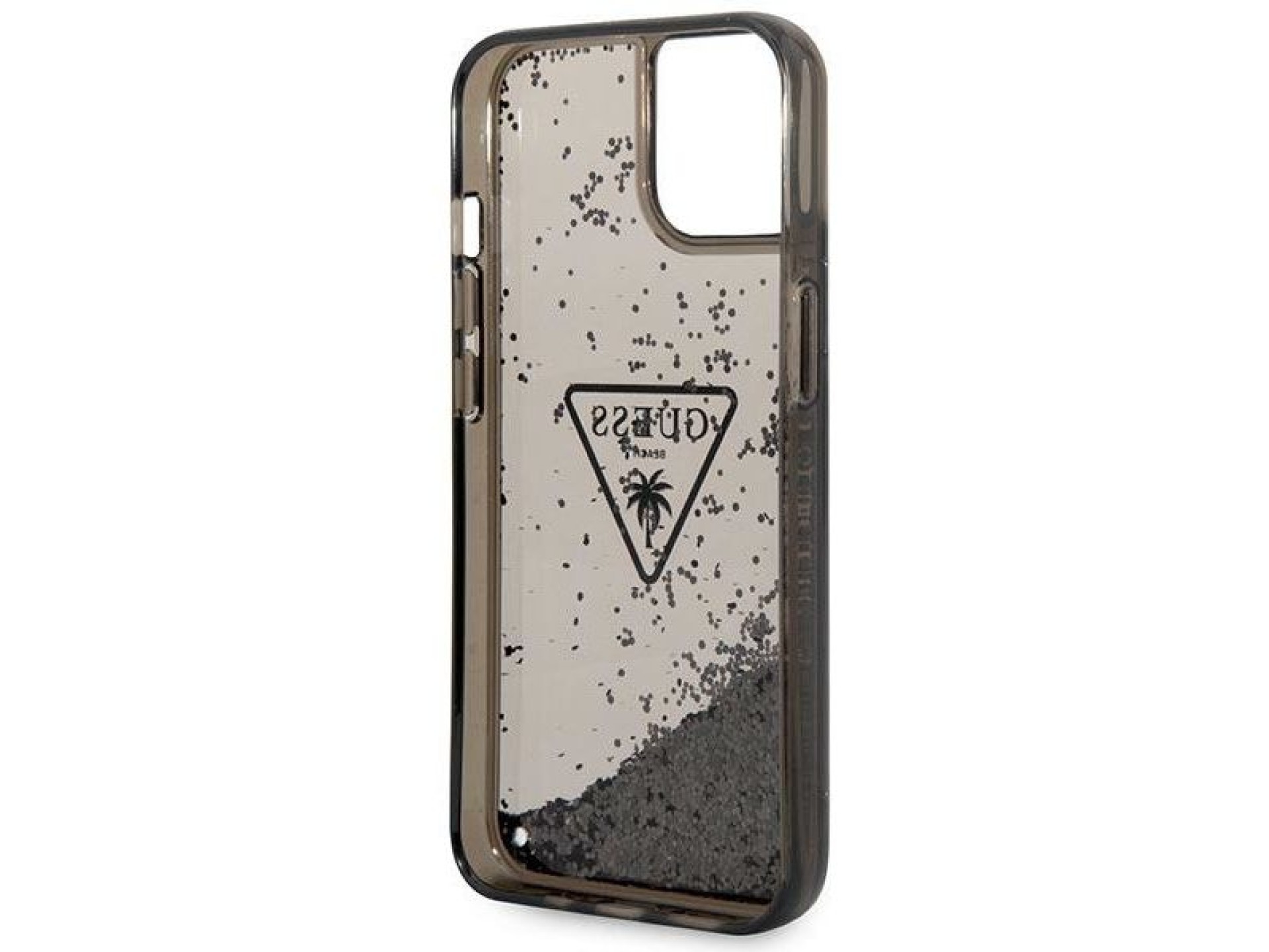 Capa rígida preta com glitter líquido Guess GUHCP14MLFCTPK para iPhone 14 Plus de 6,7 polegadas, col
