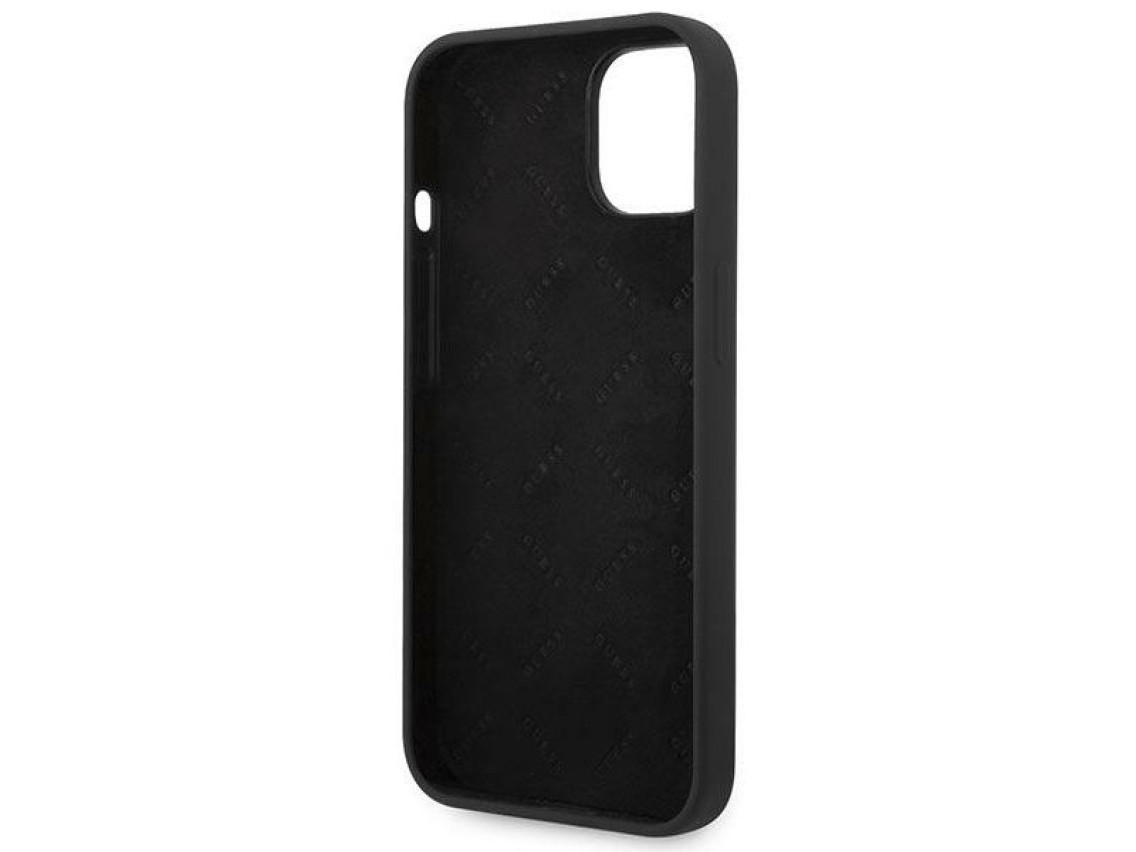 Funda Guess GUHCP14MSLSMK para iPhone 14 Plus de 6,7" negra/negra, rígida, de silicona con logo dora