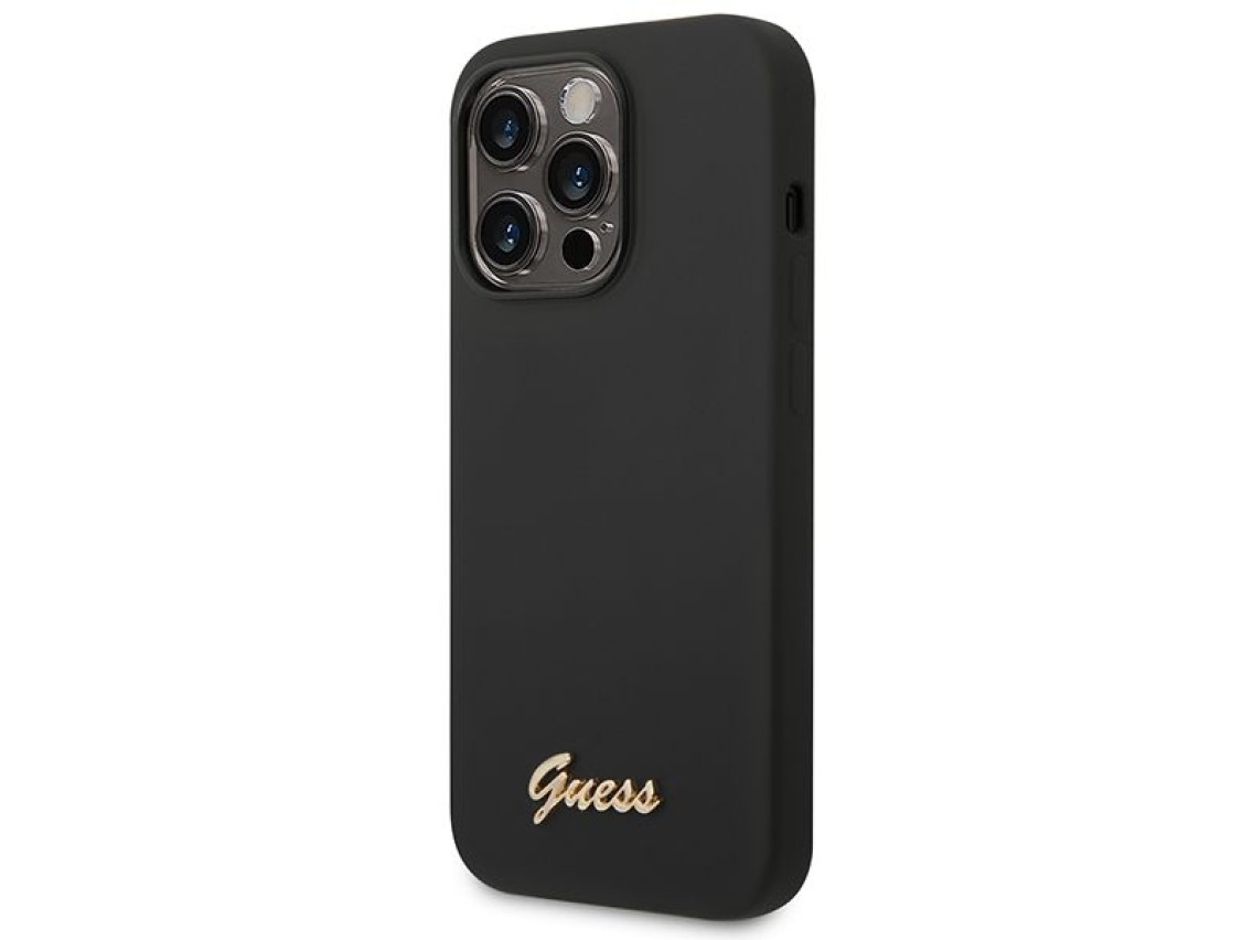 Guess GUHCP14XSLSMK iPhone 14 Pro Max 6.7" black/black hard case Silicone Vintage Gold Logo