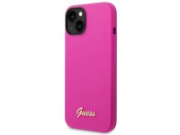 Funda rígida Guess GUHCP14SSLSMF para iPhone 14 de 6,1" color fucsia/fuschia, de silicona con logo d Funda rígida Guess GUHCP14SSLSMF para iPhone 14 de 6,1" color fucsia/fuschia, de silicona con logo d