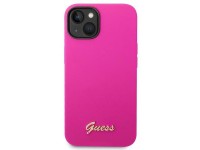 Funda rígida Guess GUHCP14SSLSMF para iPhone 14 de 6,1" color fucsia/fuschia, de silicona con logo d Funda rígida Guess GUHCP14SSLSMF para iPhone 14 de 6,1" color fucsia/fuschia, de silicona con logo d
