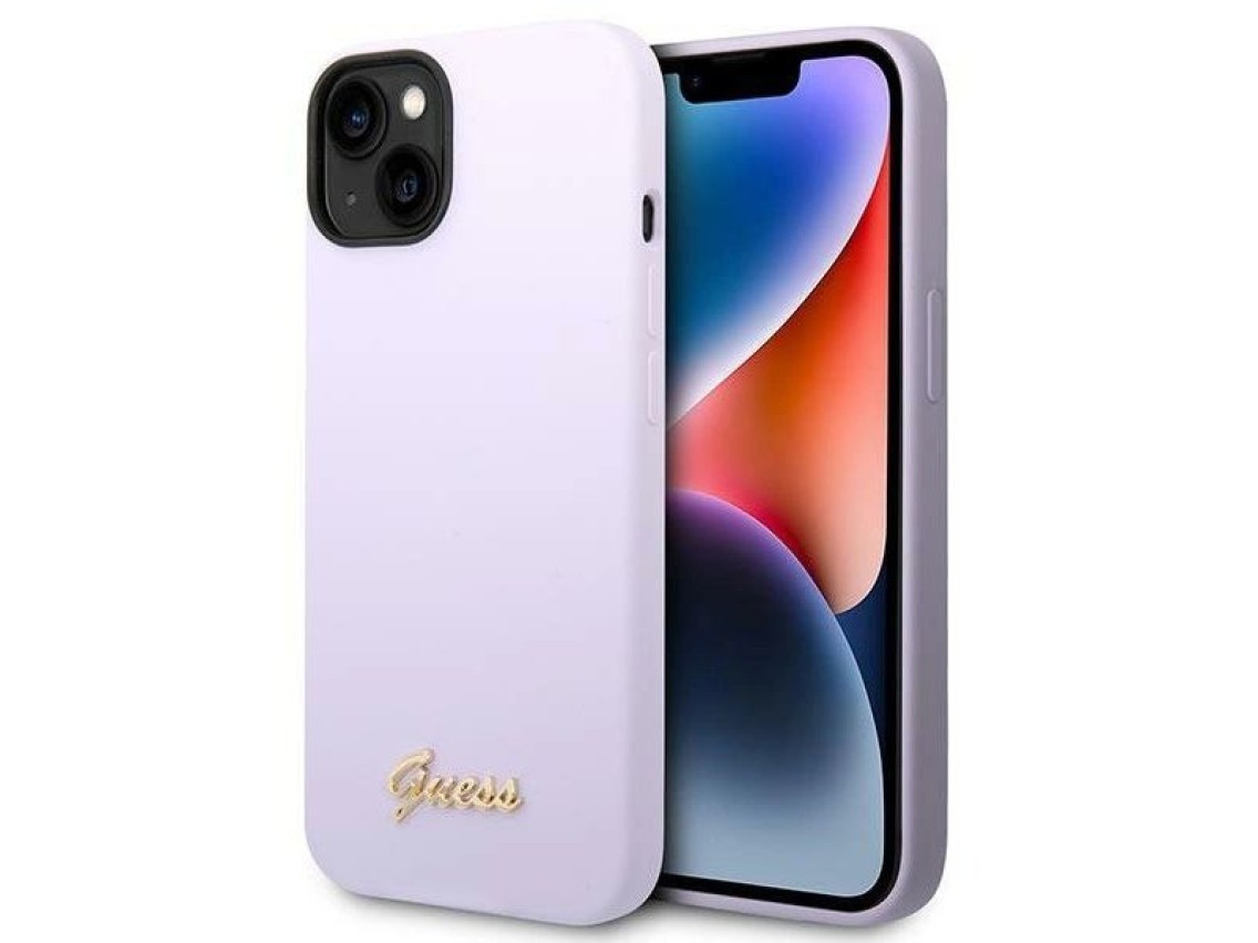 Guess GUHCP14SSLSMU iPhone 14 6.1" purple/purple hard case Silicone Vintage Gold Logo