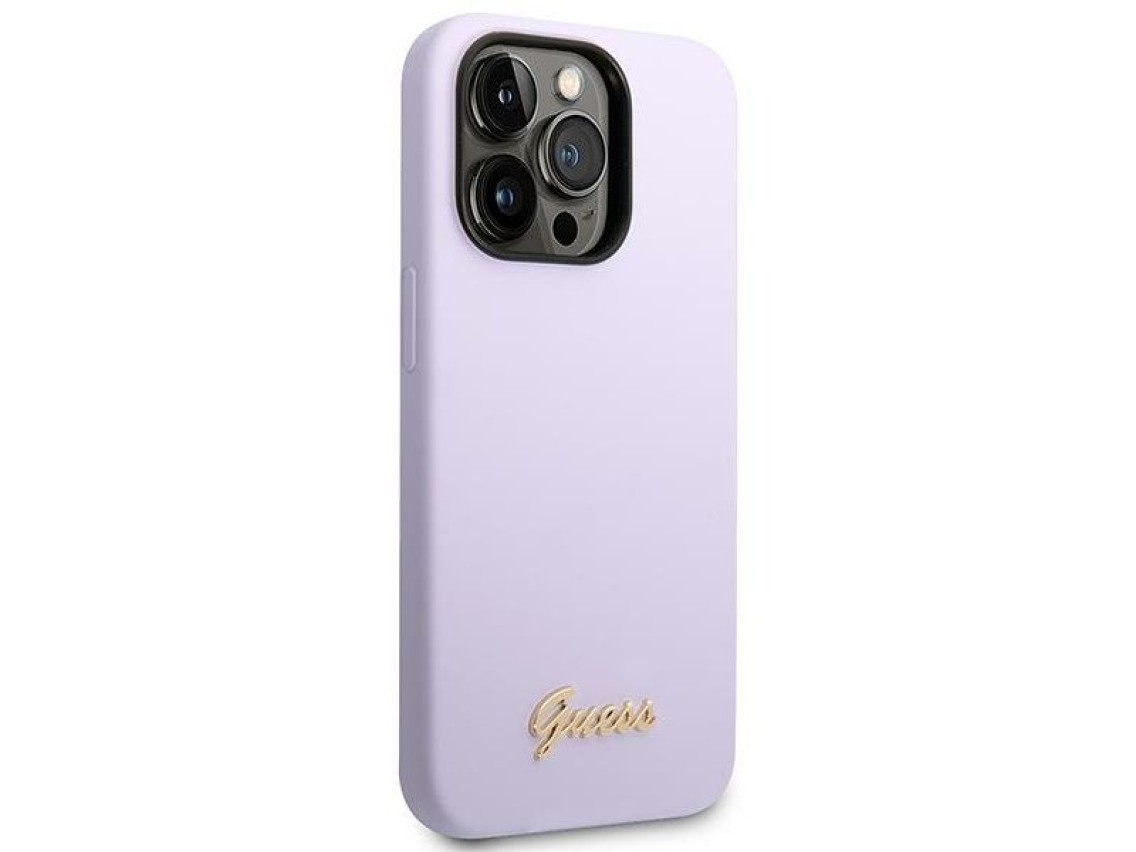 Guess GUHCP14LSLSMU iPhone 14 Pro 6.1" purple/purple hard case Silicone Vintage Gold Logo