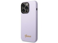 Capa rígida de silicone Guess GUHCP14XSLSMU para iPhone 14 Pro Max 6.7" roxa/roxa com logo dourado v Capa rígida de silicone Guess GUHCP14XSLSMU para iPhone 14 Pro Max 6.7" roxa/roxa com logo dourado v