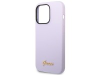 Capa rígida de silicone Guess GUHCP14XSLSMU para iPhone 14 Pro Max 6.7" roxa/roxa com logo dourado v Capa rígida de silicone Guess GUHCP14XSLSMU para iPhone 14 Pro Max 6.7" roxa/roxa com logo dourado v