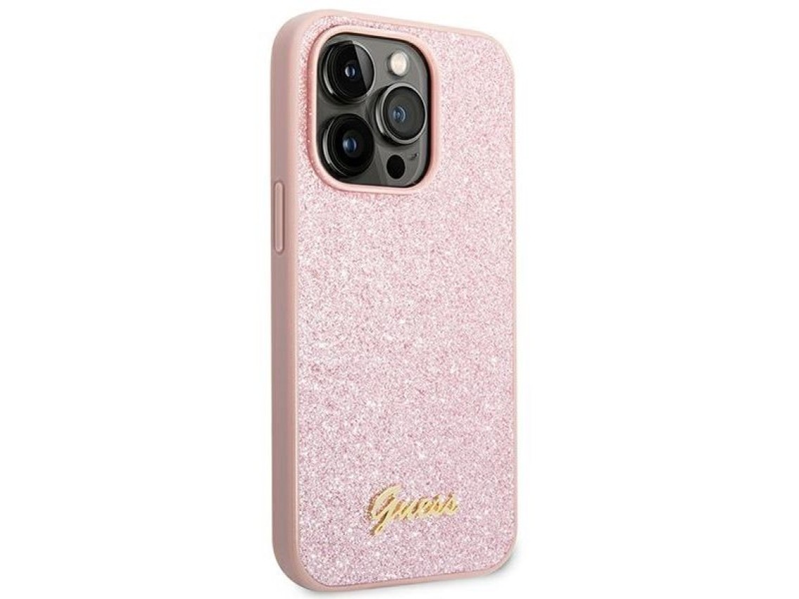Capa Guess Glitter Script para iPhone 14 Pro Max - Rosa