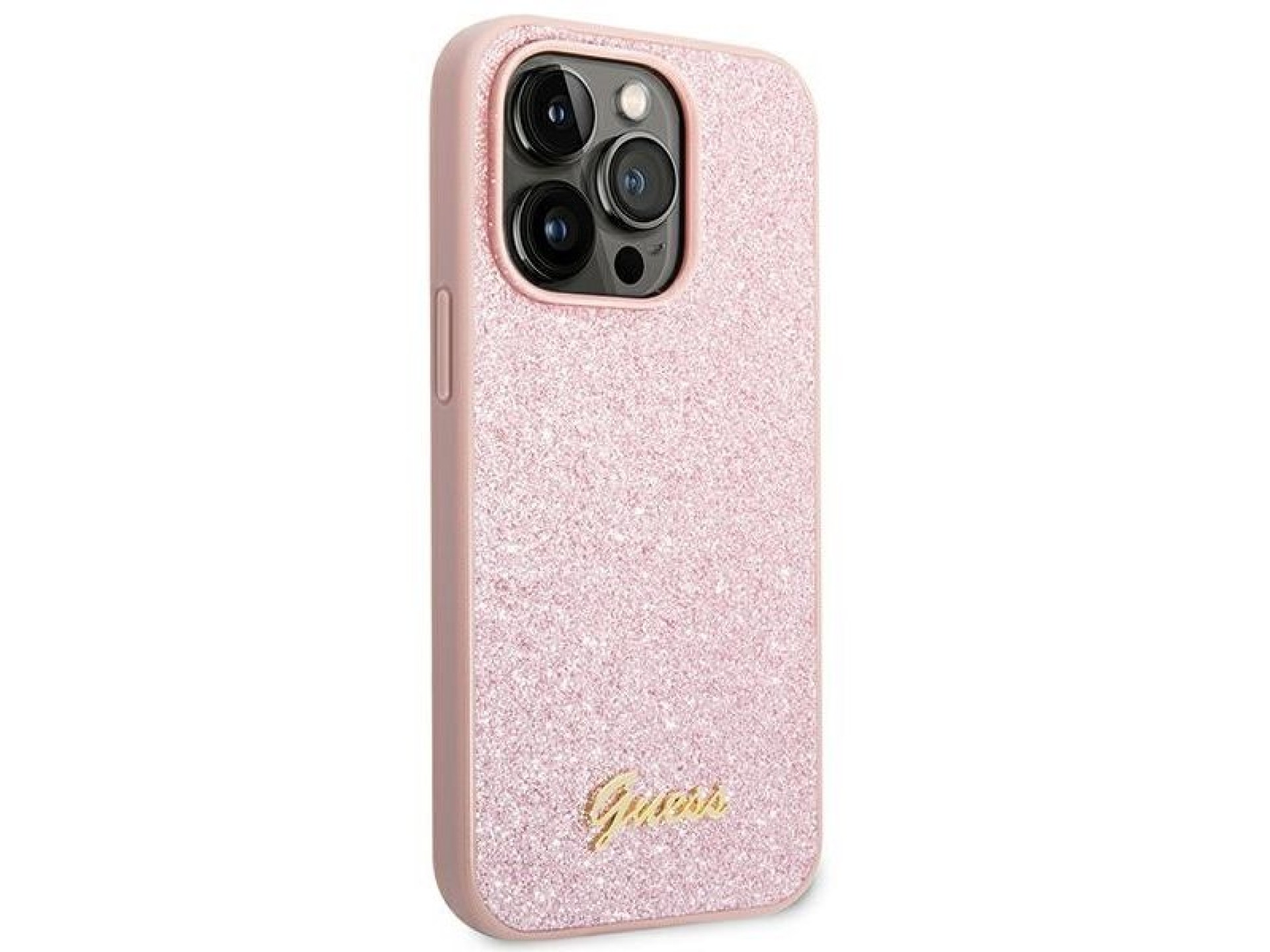 Capa Guess Glitter Script para iPhone 14 Pro Max - Rosa