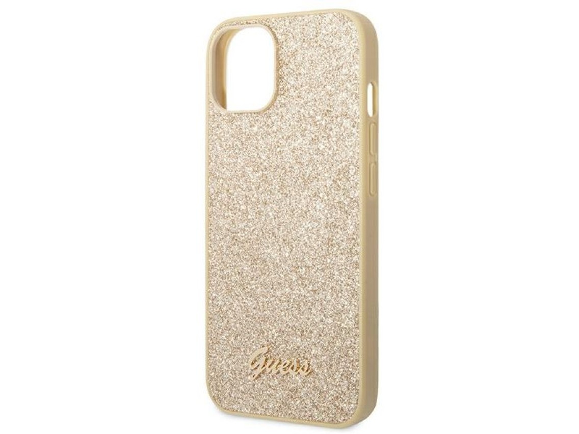 Guess Glitter Script Case for iPhone 14 Plus - Gold