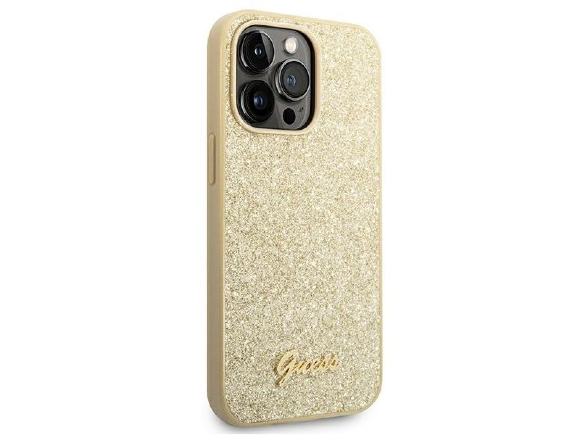 Guess Glitter Script Case for iPhone 14 Pro - Gold