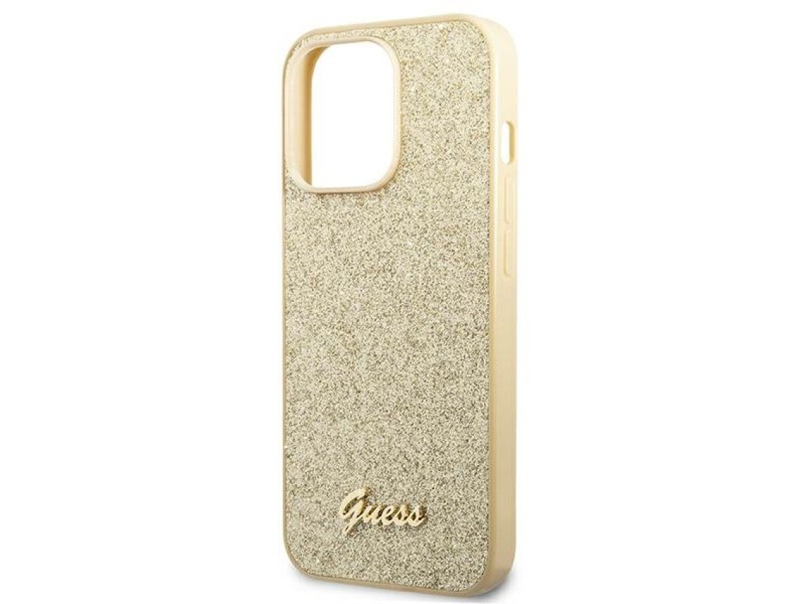 Guess Glitter Script Case for iPhone 14 Pro - Gold