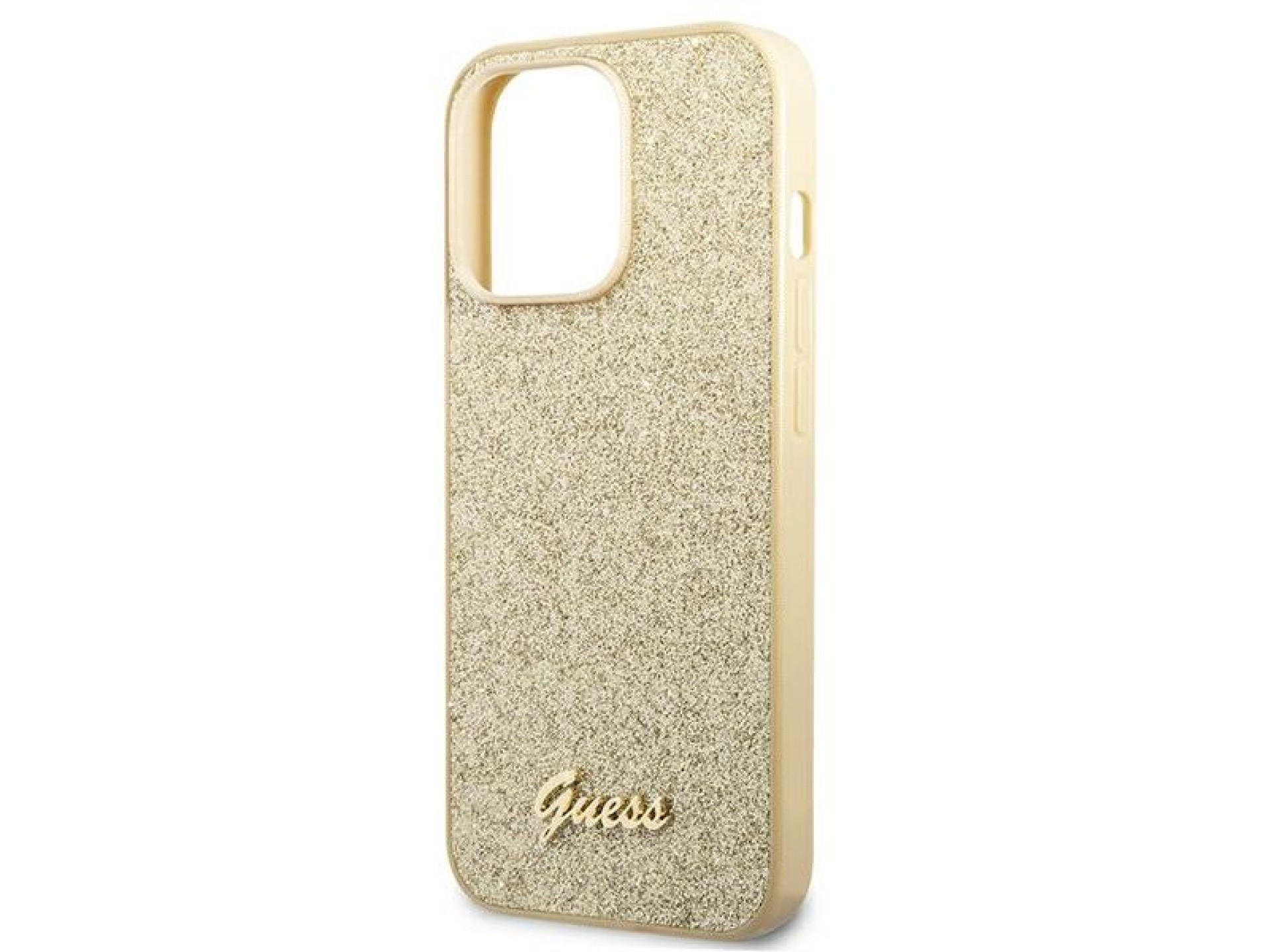 Guess Glitter Script Case for iPhone 14 Pro - Gold