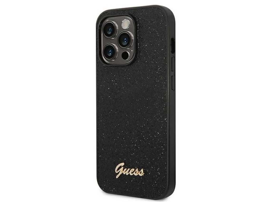 Guess Glitter Script Case for iPhone 14 Pro - Black