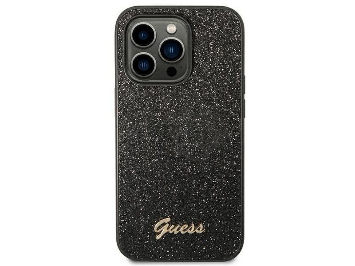 Guess Glitter Script Case for iPhone 14 Pro - Black