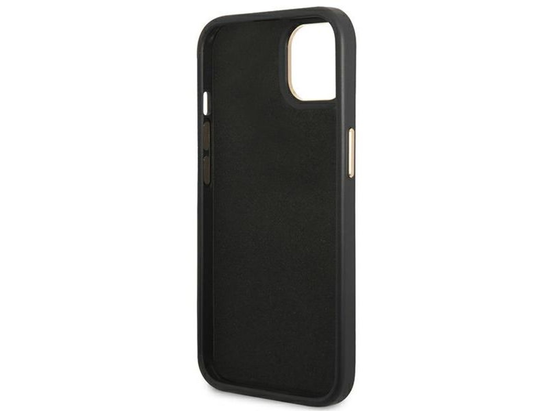 Funda rígida negra Guess GUHCP14SHG4SHK para iPhone 14 de 6,1 pulgadas, 4G, con logo dorado vintage.