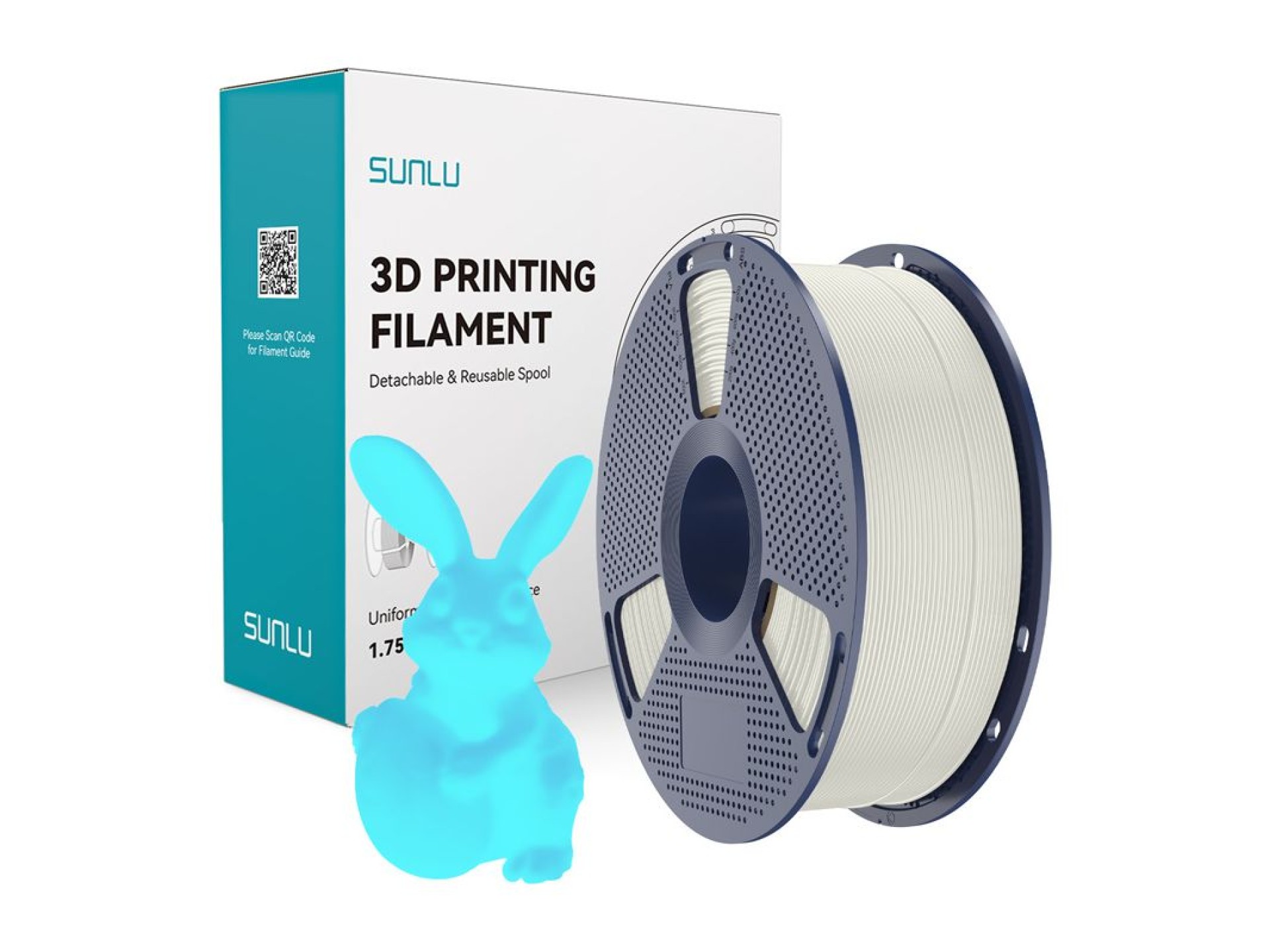 Filamento PLA fosforescente Sunlu (branco e azul)