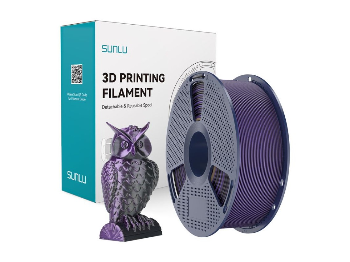 Filamento Sunlu PLA+ Silk de doble color (negro y morado)