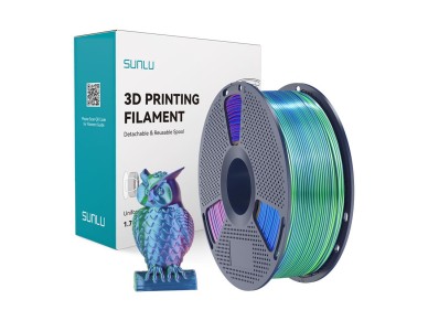 Filamento Sunlu PLA+ Silk Tricolor (azul-verde-roxo)