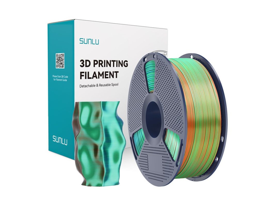 Sunlu PLA+ Silk Tri-Color Filament (orange, blue, and green)