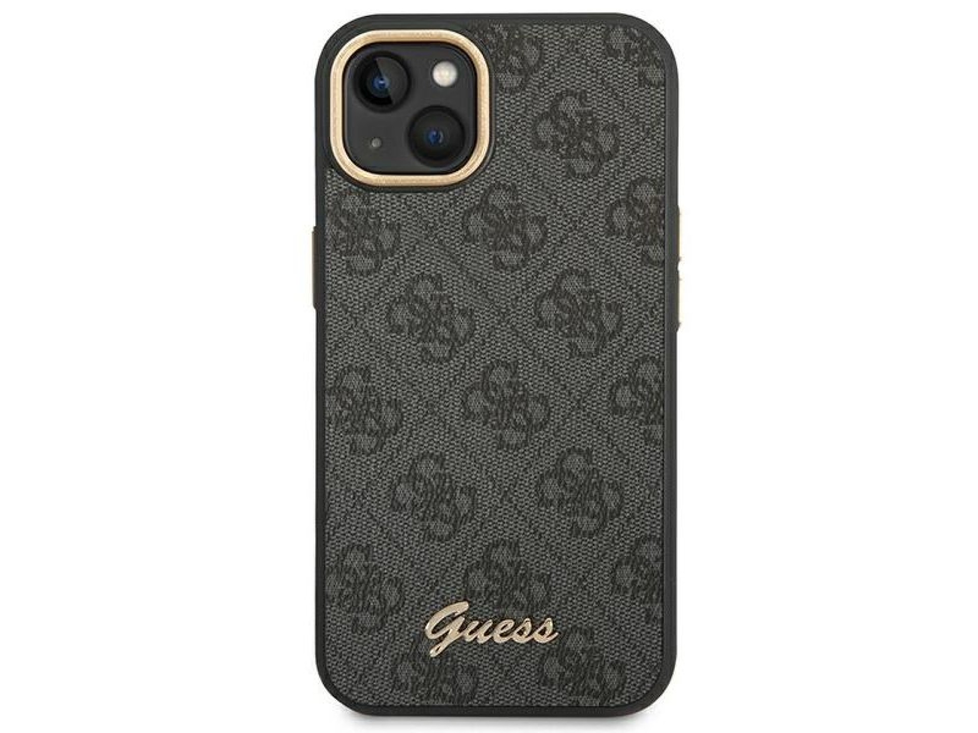 Capa rígida preta Guess GUHCP14MHG4SHK para iPhone 14 Plus de 6,7 polegadas com logo dourado vintage