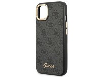 Capa rígida preta Guess GUHCP14MHG4SHK para iPhone 14 Plus de 6,7 polegadas com logo dourado vintage Capa rígida preta Guess GUHCP14MHG4SHK para iPhone 14 Plus de 6,7 polegadas com logo dourado vintage