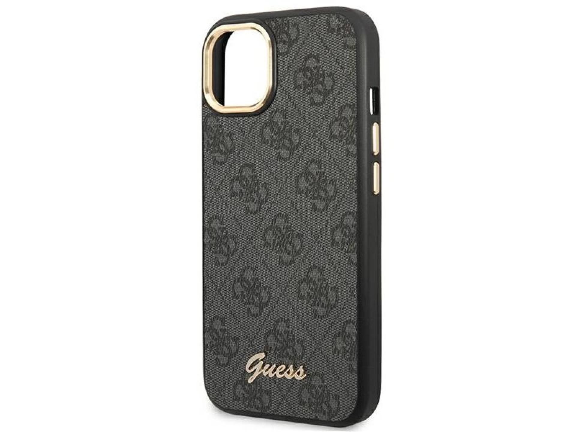 Capa rígida preta Guess GUHCP14MHG4SHK para iPhone 14 Plus de 6,7 polegadas com logo dourado vintage