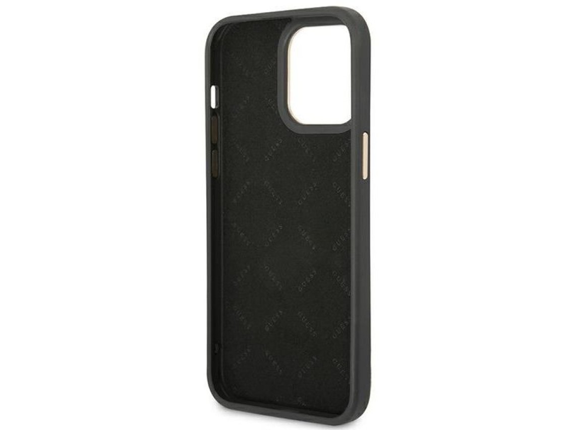 Funda rígida negra Guess GUHCP14XHG4SHK para iPhone 14 Pro Max de 6,7" con logo dorado vintage y 4G