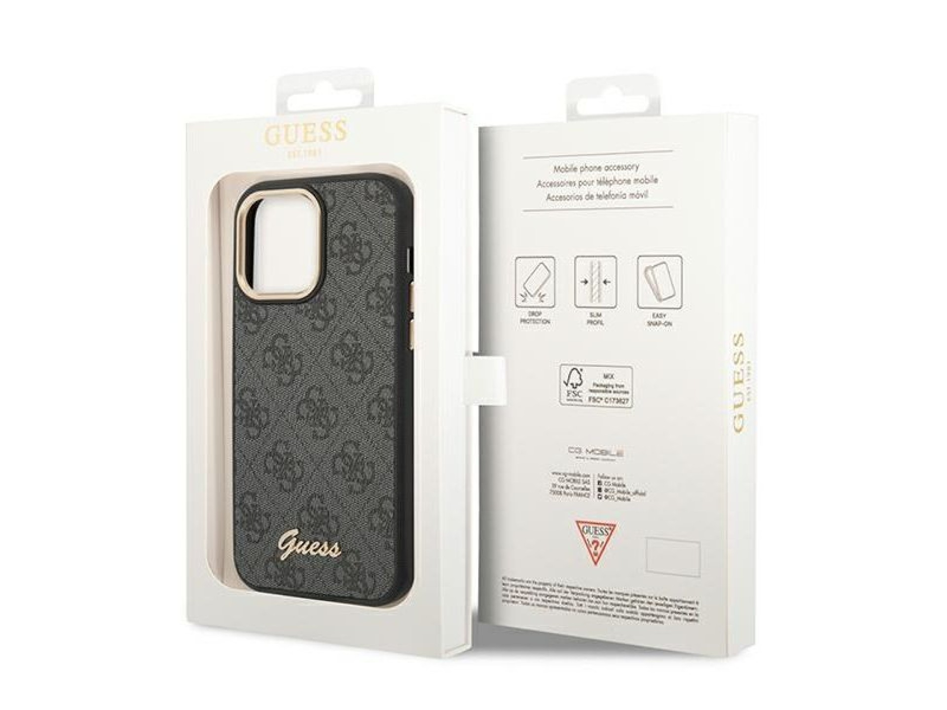 Funda rígida negra Guess GUHCP14XHG4SHK para iPhone 14 Pro Max de 6,7